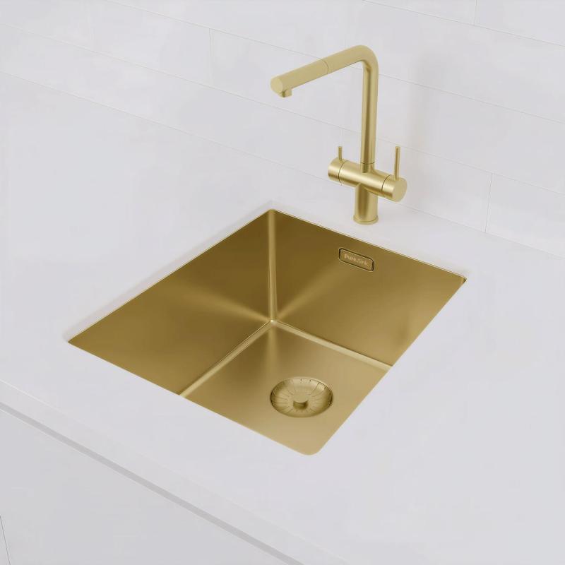 Pure.Sink Prestige drez 34x40 cm PVD Zlato 10 mm rádius spodná montáž, plochá montáž a vrchná montáž PPG3440-60
