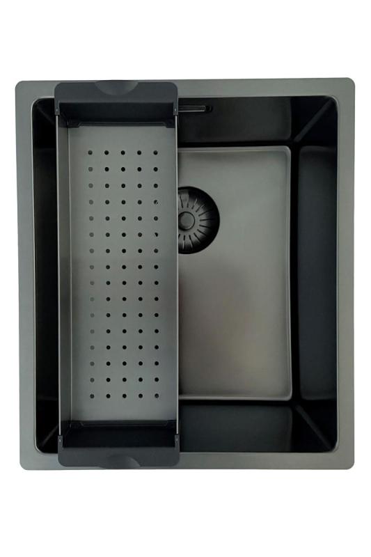 Pure.Sink Prestige drez PVD gun metal 34x40 cm 10mm polomer spodná montáž, rovná montáž a vrchná montáž PPG3440-61