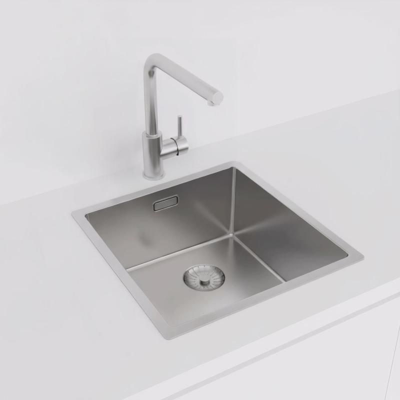 Pure.Sink Prestige nerezový drez 40x40 cm, 10 mm rádius, spodná montáž, plochá montáž a povrchová montáž PPG4040-02.
