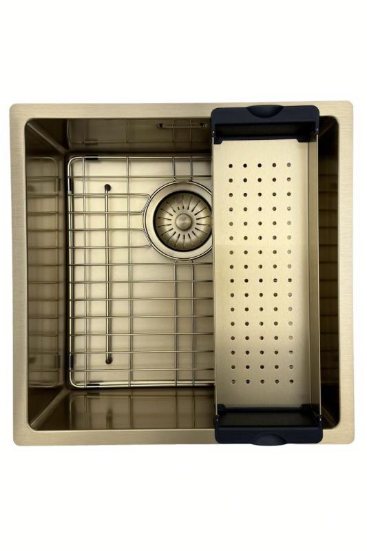 Pure.Sink Prestige umývadlo 40x40 cm PVD Zlatá 10 mm rádius podmontáž, plochá montáž a nadmontáž PPG4040-60