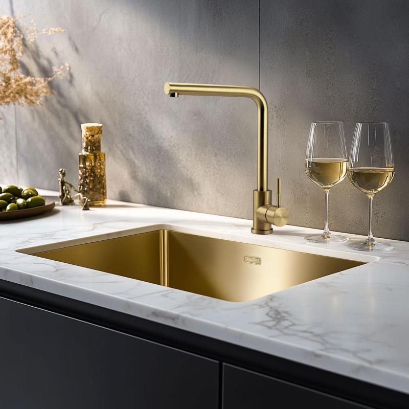 Pure.Sink Prestige umývadlo 40x40 cm PVD Zlatá 10 mm rádius podmontáž, plochá montáž a nadmontáž PPG4040-60