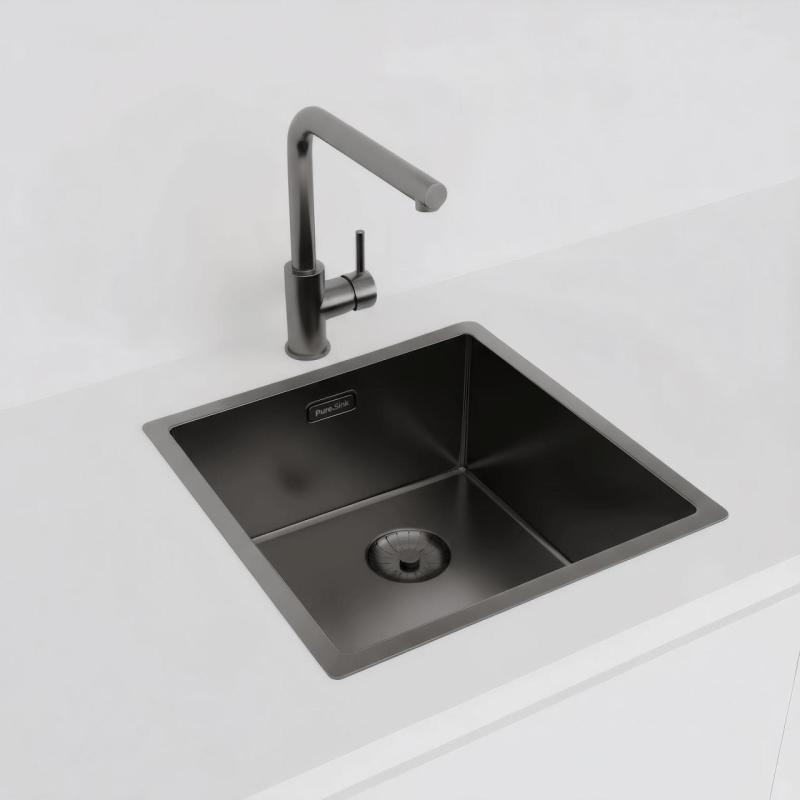 Pure.Sink Prestige drez 40x40 cm PVD Gun Metal 10 mm rádius na zabudovanie, zabudovanie do roviny a na stavbu PPG4040-61