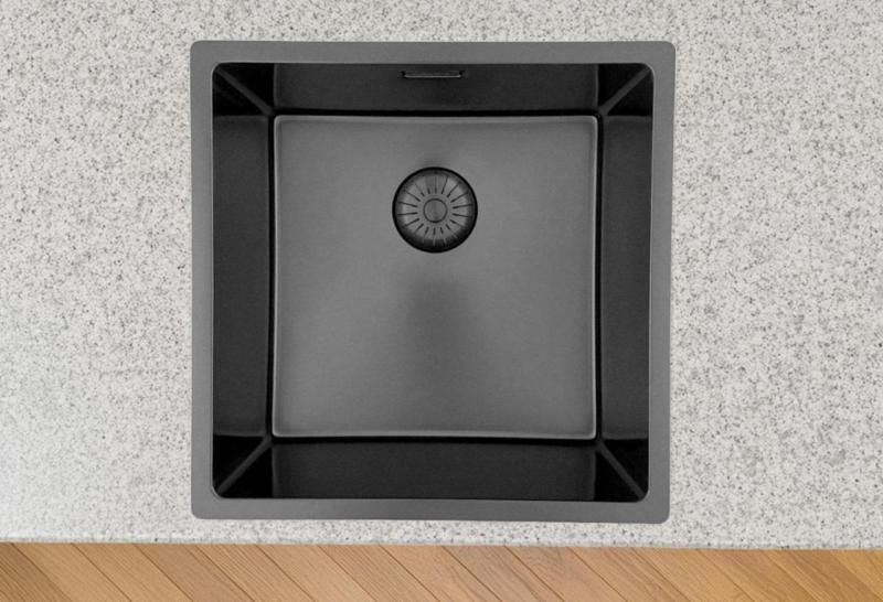 Pure.Sink Prestige drez 40x40 cm PVD Gun Metal 10 mm rádius na zabudovanie, zabudovanie do roviny a na stavbu PPG4040-61