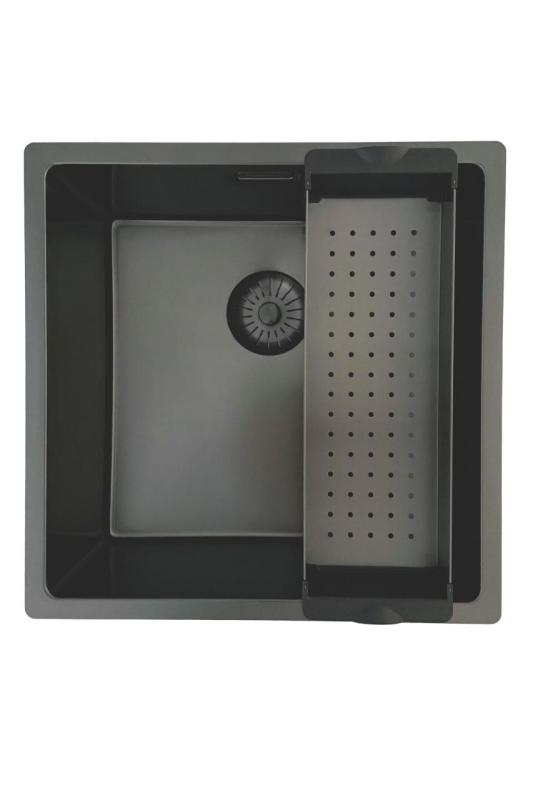 Pure.Sink Prestige drez 40x40 cm PVD Gun Metal 10 mm rádius na zabudovanie, zabudovanie do roviny a na stavbu PPG4040-61