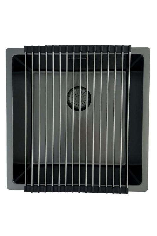 Pure.Sink Prestige drez 40x40 cm PVD Gun Metal 10 mm rádius na zabudovanie, zabudovanie do roviny a na stavbu PPG4040-61