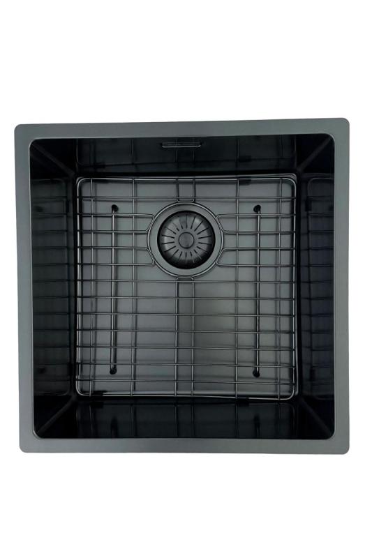 Pure.Sink Prestige drez 40x40 cm PVD Gun Metal 10 mm rádius na zabudovanie, zabudovanie do roviny a na stavbu PPG4040-61