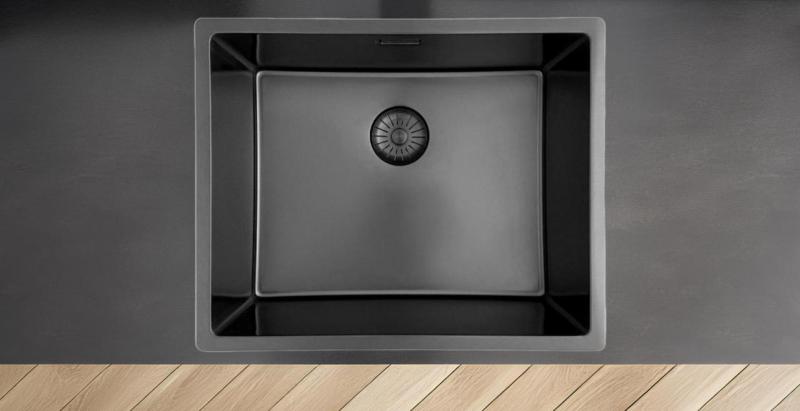 Pure.Sink Prestige drez 50x40 cm PVD Gun Metal 10 mm rádius spodná montáž, plochá montáž a vrchná montáž PPG5040-61.