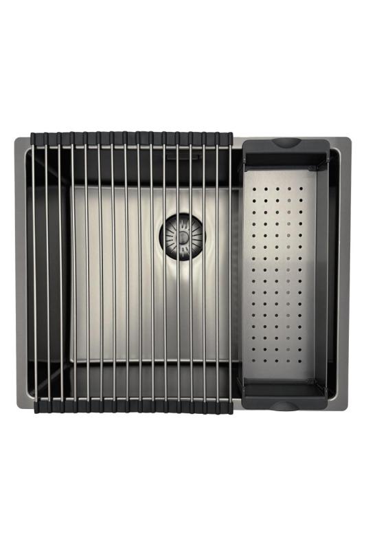 Pure.Sink Prestige drez 50x40 cm PVD Gun Metal 10 mm rádius spodná montáž, plochá montáž a vrchná montáž PPG5040-61.