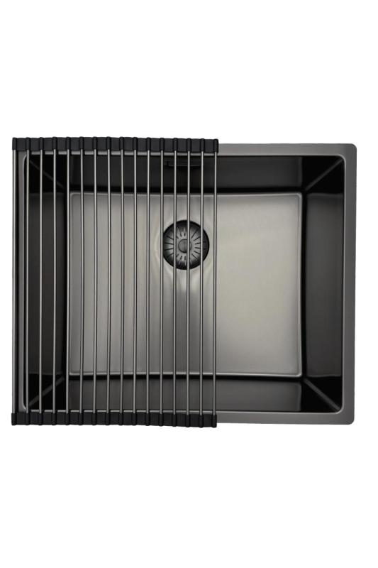 Pure.Sink Prestige drez 50x40 cm PVD Gun Metal 10 mm rádius spodná montáž, plochá montáž a vrchná montáž PPG5040-61.