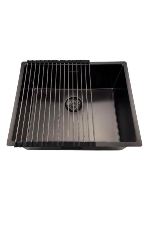 Pure.Sink Prestige drez 50x40 cm PVD Gun Metal 10 mm rádius spodná montáž, plochá montáž a vrchná montáž PPG5040-61.