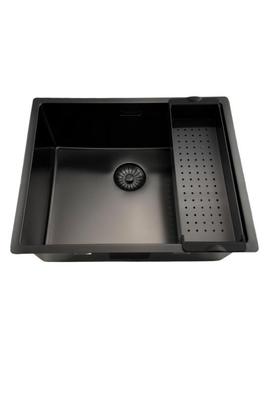 Pure.Sink Prestige drez 50x40 cm PVD Gun Metal 10 mm rádius spodná montáž, plochá montáž a vrchná montáž PPG5040-61.