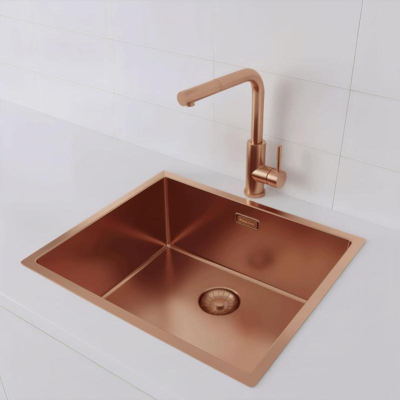 Pure.Sink Prestige drez 50x40 cm PVD meď 10 mm rádius spodná montáž, rovná montáž a vrchná montáž PPG5040-62