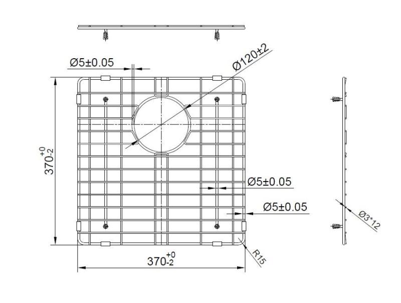 Pure.Sink Prestige spodný rošt 40 Gun Metal PPGGD40-61