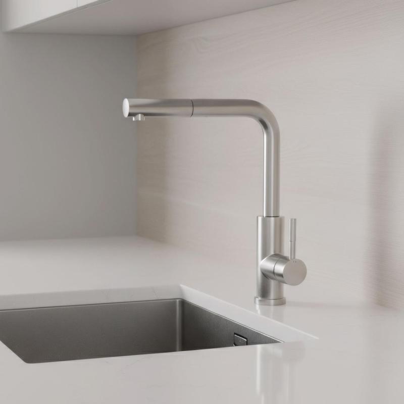 Pure.Sink Elite Steel Spark-S kuchynská batéria z nehrdzavejúcej ocele s výsuvným výtokom PS8041-02