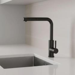 Pure.Sink Elite Steel Spark-S kuchynská batéria matná čierna s výsuvným výtokom PS8041-10