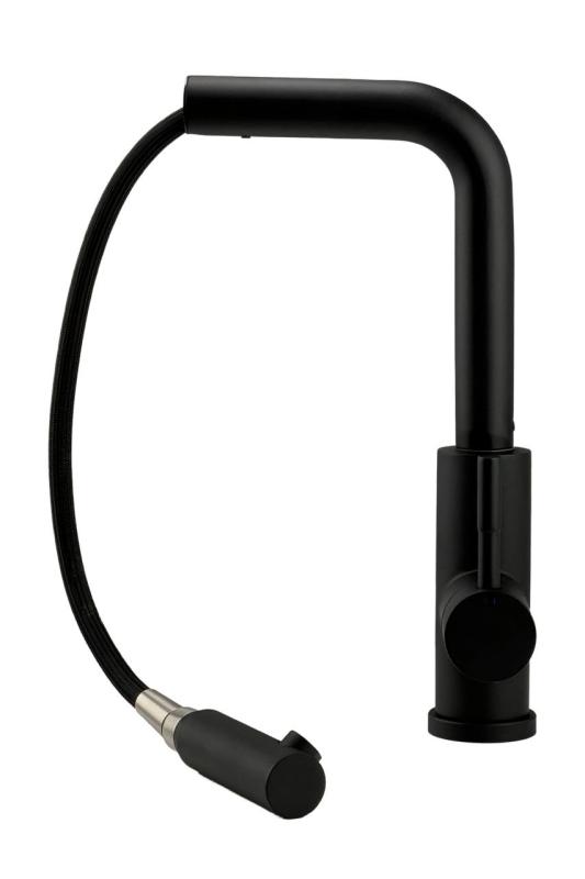 Pure.Sink Elite Steel Spark-S kuchynská batéria matná čierna s výsuvným výtokom PS8041-10