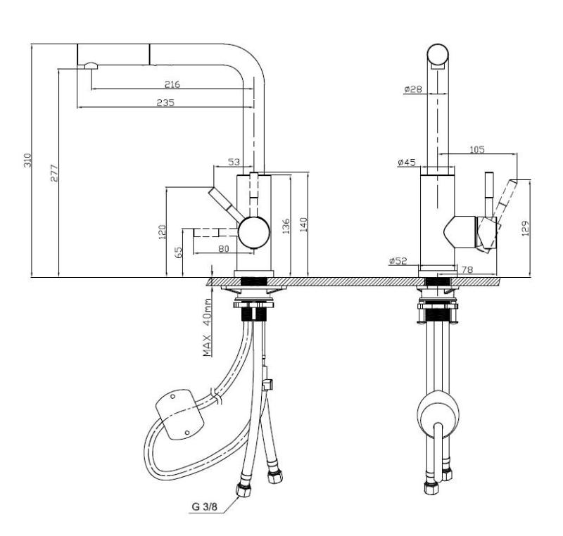 Pure.Sink Elite Steel Spark-S kuchynská batéria PVD brúsená zlatá s výsuvným výtokom PS8041-60