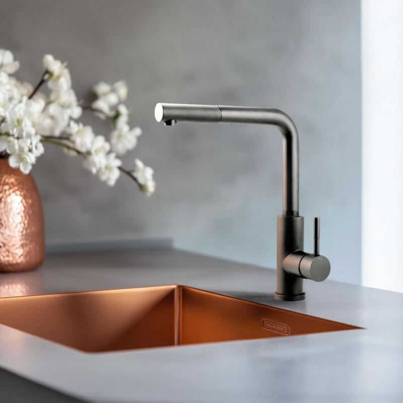 Pure.Sink Elite Steel Spark-S kuchynská batéria PVD Gun Metal s výsuvnou hubicou PS8041-61