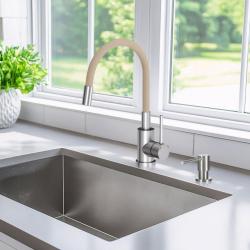 Quadri Bristol Kuchynská batéria z nehrdzavejúcej ocele s flexibilným béžovým výtokom 1208967664