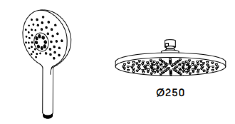 Waterevolution Flow sprchová kombinácia s dažďovou sprchou PVD zlato White Gold 250mm T141NR25WGE