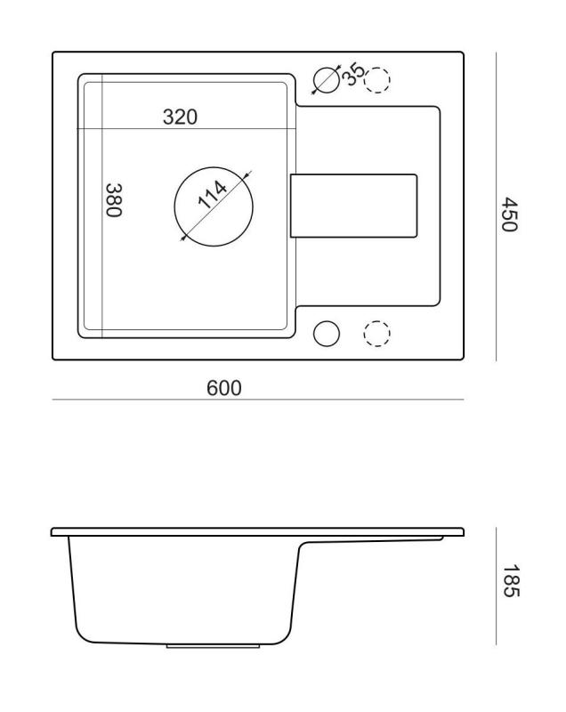 Quadri Sutton Béžový Pieskový Žulový Nástenný Drez 60x45cm s Odkvapkávačom, Obojstranný s Béžovým Uzáverom - 1208967751