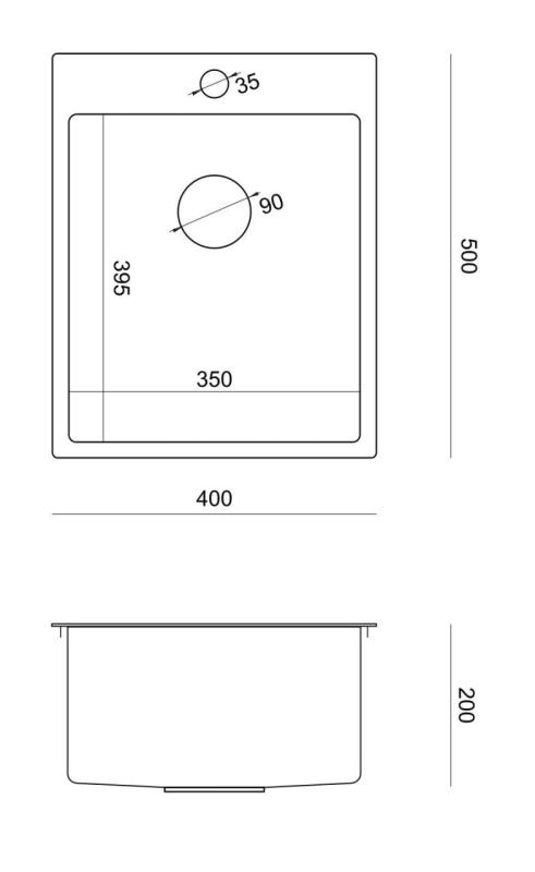Akvadizajn Clara Nerezová Umývadlo 40x50cm Nadstavba s Otvorom pre Batériu a Nerezovou Zátkou - 1208967757