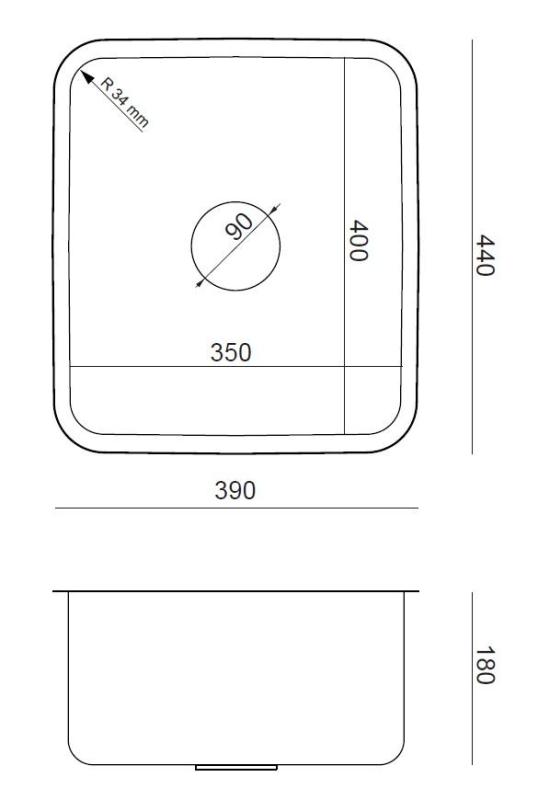Aquadesign Oxford Nerezový Drez 35x40cm Podstavba s Nerezovým Zátkou - 1208967761