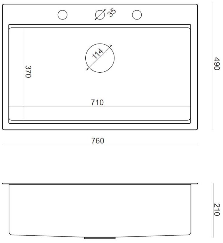 Aquadesign Vesta nerezový drez 76x49cm montáž na povrch a rovná montáž s otvorom na batériu, vrátane nerezovej zátky a príslušenstva - 1208967762