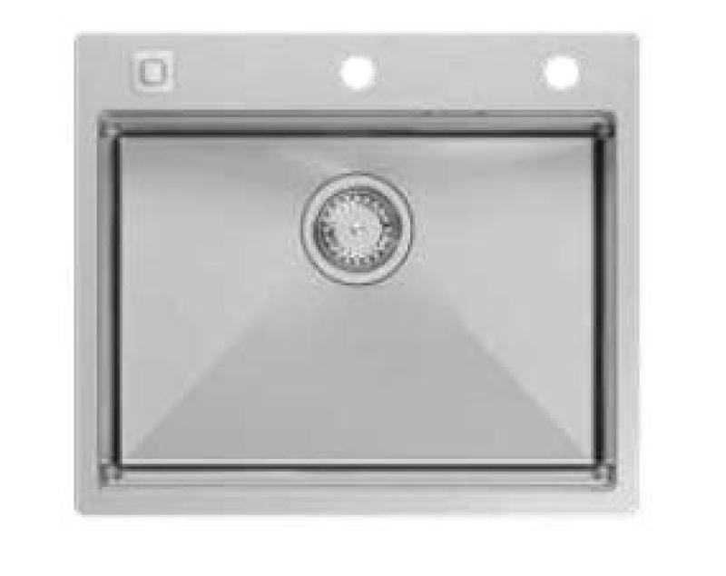 Aquadesign Vesta nerezový drez 580x485cm na pracovnú dosku a na úroveň pracovnej dosky s otvorom na batériu, vrátane nerezovej zátky a príslušenstva - 1208967763