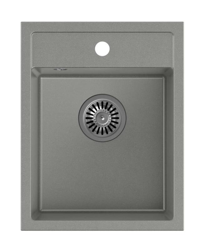 Quadri Londýn Žulový Sivý Drez 39x50 cm s Otvorom na Batériu pre Nadstavbu - 1208967844