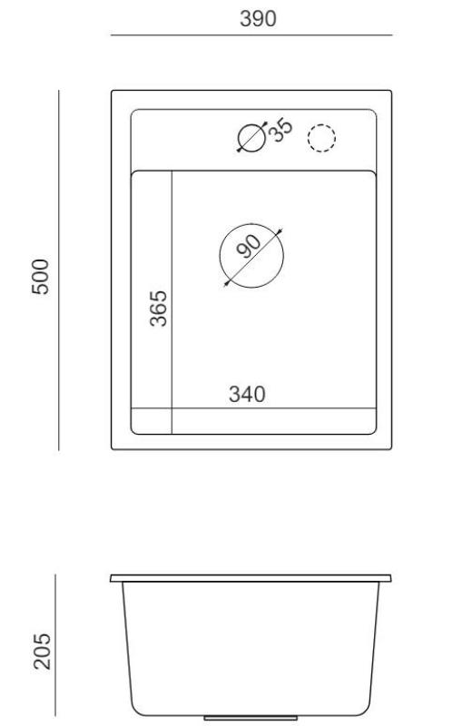 Quadri Londýn Granitový Béžový Pieskový Drez 39x50 cm s Otvorom na Batériu pre Montáž na Povrch - 1208967845