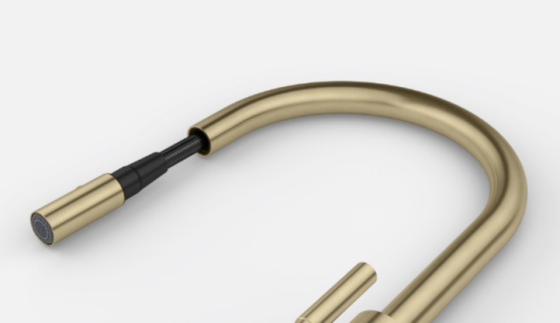 Franke Mythos Masterpiece Kuchynská batéria Zlatá s J-ramenom a Vytiahnuteľnou Sprchovou Hlavicou - 115.0711.558