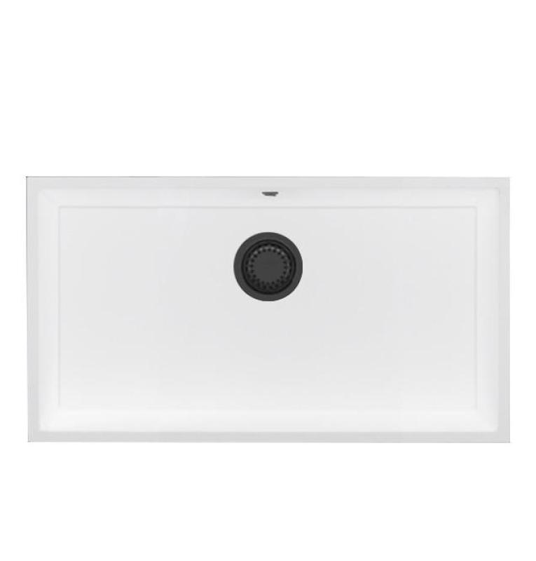 GraniteMy Universal Veľký Biely Granitový Drez 74x40 cm s gun metal zátkou - 1208967895