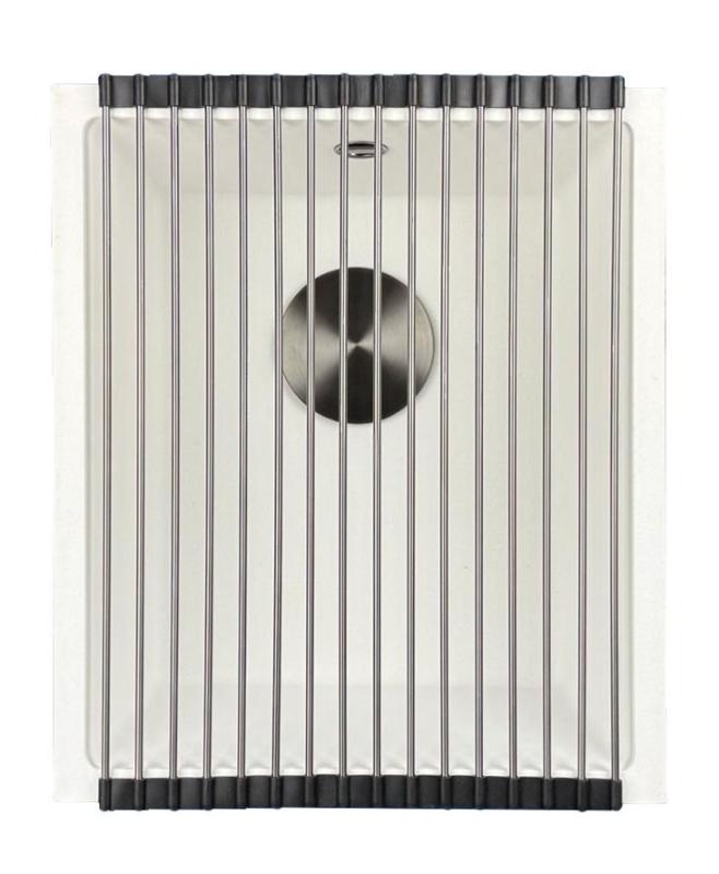 GraniteMy Universal Biely granitový drez 34x40 cm biely nadstavbový a zapustený s gun metal zátkou 1208967904