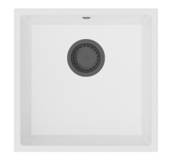 GranitMy Universal Biela Žulová Drez 40x40 cm biela nadstavba, podstavba a vstavaná montáž s Gun Metal zátkou 1208967908