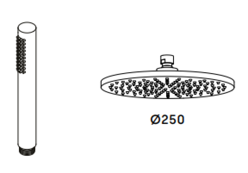 Waterevolution Flow trojcestná sprchová batéria s ručnou a hlavovou sprchou Mosadz 250mm T131N25LE