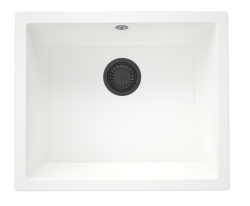 GraniteMy Universal Granitový Biely Drez 50x40 cm na montáž, podstavcový a rovný s nerezovým čepom - 1208967925