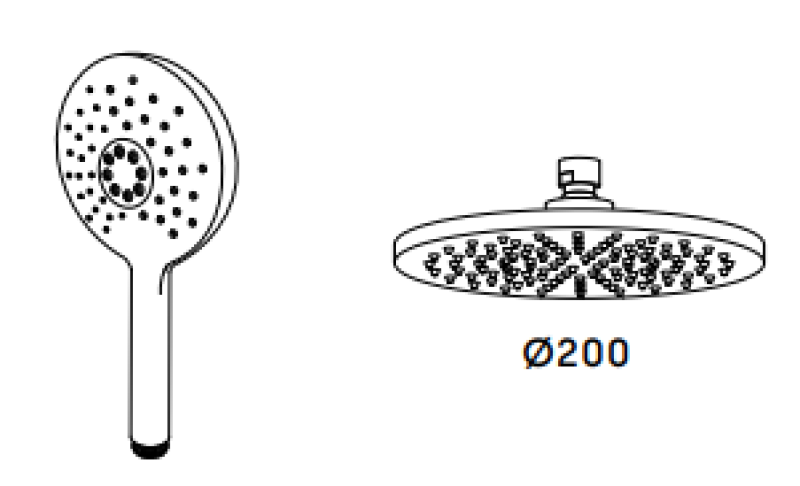 Waterevolution Flow trojcestná sprchová batéria s hlavovou sprchou a okrúhlou ručnou sprchou gun metal T131NRGME