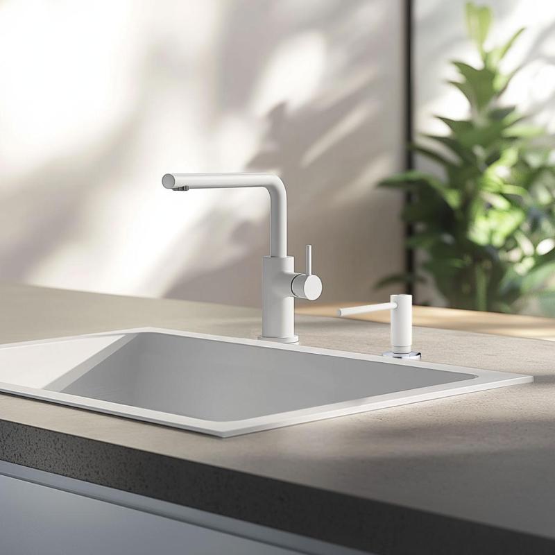 Franke Active vstavaný kuchynský dávkovač mydla granit Polar White biela 112.0633.079