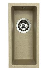 GraniteMy Universal granitový béžový piesok malý drez 17x40 cm na povrchovú montáž, podmontáž a rovnú montáž s nerezovou zástrčkou 1208968002