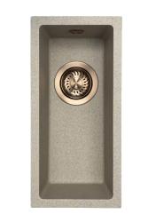 GraniteMy Universal granitový béžový piesok malý drez 17x40 cm montáž na dosku a zapustená montáž s medenou zátkou 1208968004