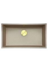 GraniteMy Universal granitový béžový pieskový drez 74x40 cm na dosku, pod dosku a na úroveň dosky so zlatou výpusťou 1208968018
