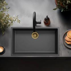 Zwarte grote spoelbak 70x40cm onderbouw opbouw en vlakbouw met gouden plug 1208968040 vertalen naar het Slowaaks zou zijn: "Čierny veľký drez 70x40 cm na zabudovanie, montáž na dosku a rovné 