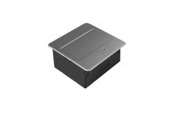 AVARO Zapustená nábytková zásuvka, 1x Schuko zásuvka, USB A+C, 1,5m kábel, strieborná.