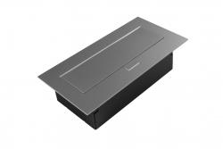 Nábytková zásuvka 2x zásuvka so uzemnením, USB A+C, napájací kábel so zástrčkou, alu