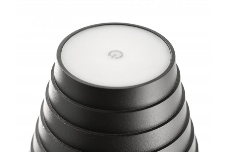 FIZZI stolová lampa na baterky, 2,5W, 200lm, DC 5V, 1A,4000 K, batéria 4000 mAh, stmievateľná, čierna