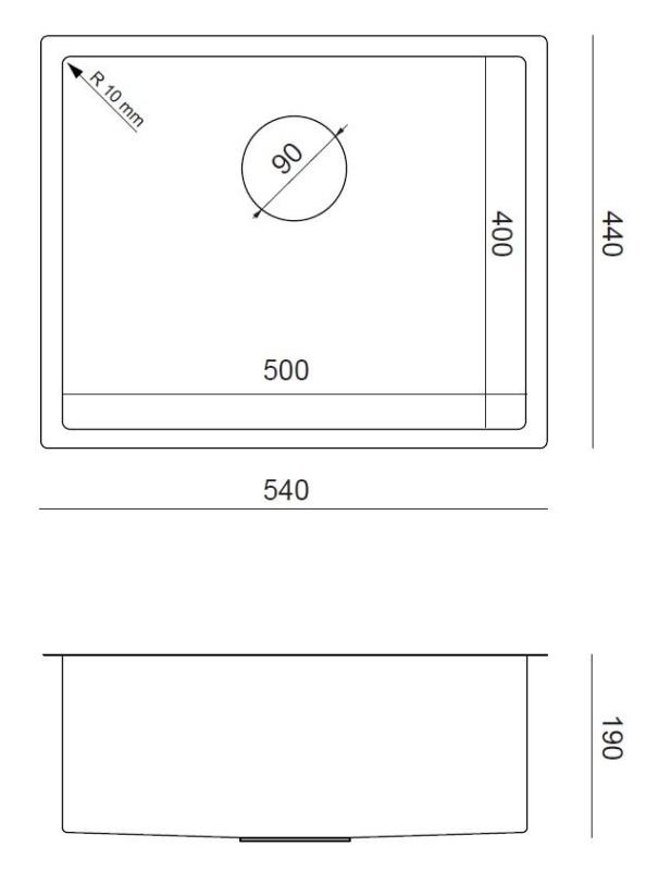 Aquadesign Zara Drez Gun Metal 54x44cm Zabudovanie, Vložné a Nadzemné s Gun Metal Zátkou - 1208969511