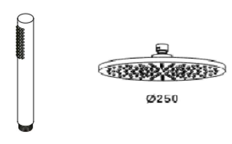 Waterevolution Flow termostatická trojcestná sprchová batéria s ručnou a hlavovou sprchou nerez 250mm T131TN25IE