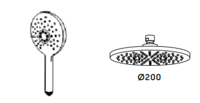 Waterevolution Flow termostatická trojcestná sprchová batéria s hlavovou sprchou a okrúhlou ručnou sprchou z nehrdzavejúcej ocele T131TNRIE.