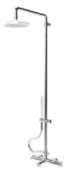 Waterevolution Flow termostatická trojcestná sprchová batéria s hlavovou sprchou 250 mm a okrúhlou ručnou sprchou v gun metal farbe T131TNR25GME.